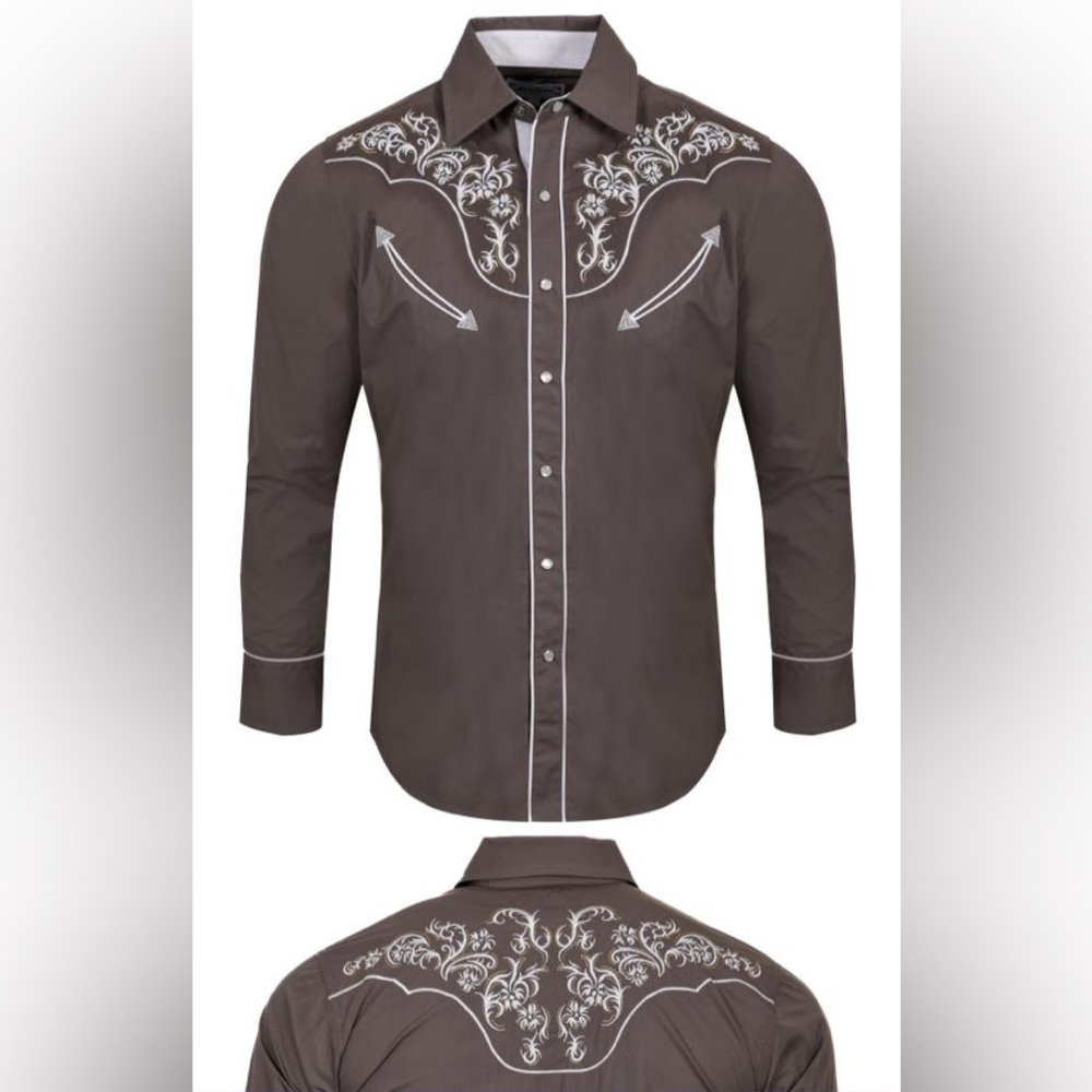 Texas Cowboy Grey Shirt with White Embroidery